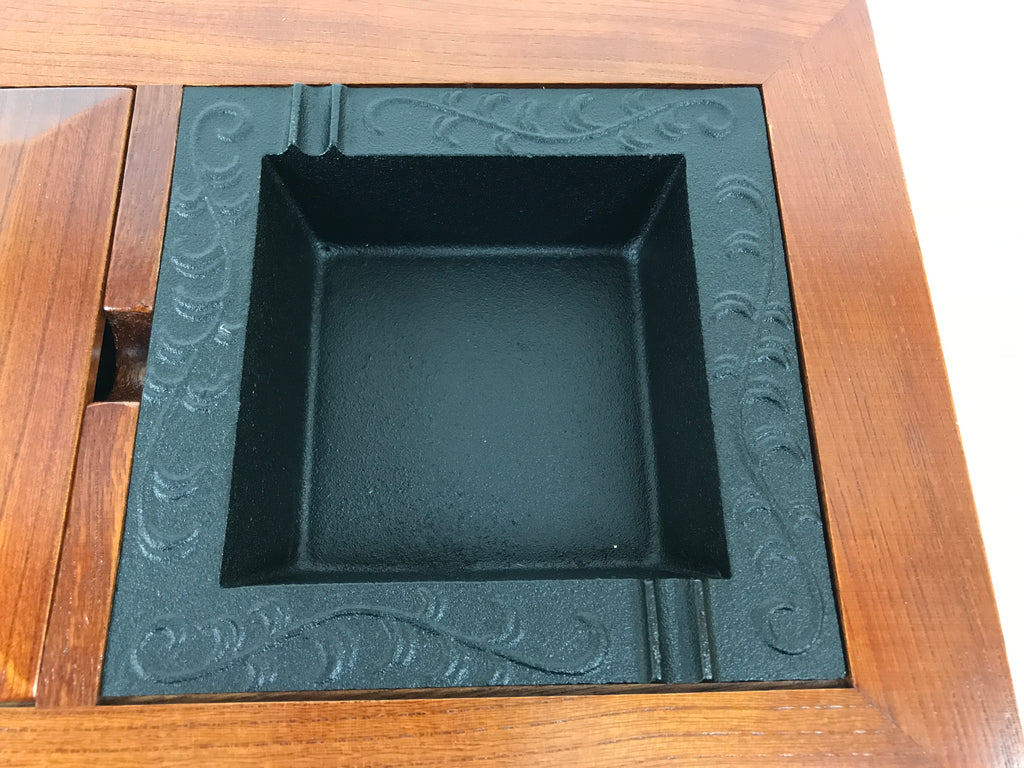Japanese Iron Ashtray Tobacco Smoking Tray Zelkova Wood Container Brown PX816-OT - Misc-chidorivintage.com