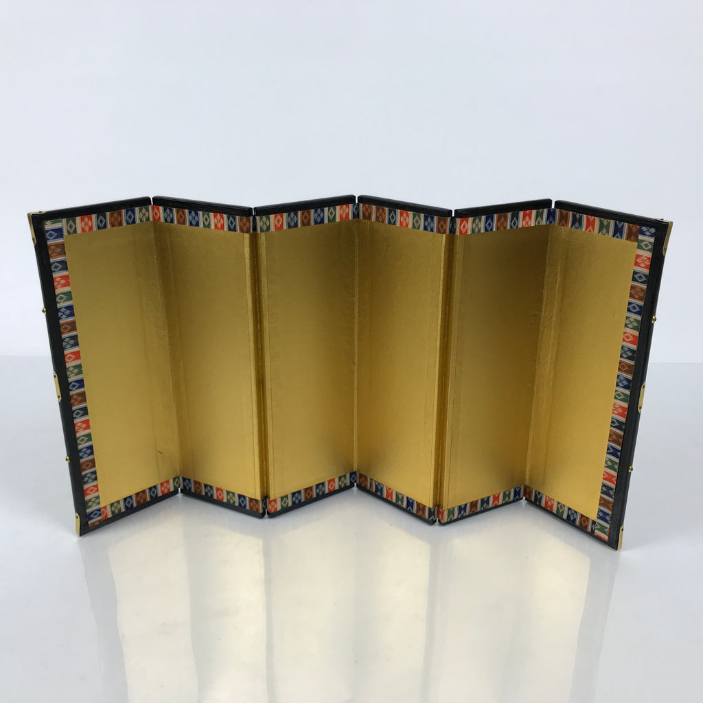 Japanese Gold Hina Doll Folding Screen Byobu Panel Display Vtg Furniture ID709-FB - Hina Doll Furniture-chidorivintage.com