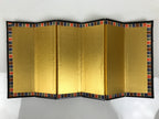 Japanese Gold Hina Doll Folding Screen Byobu Panel Display Vtg Furniture ID710-FB - Hina Doll Furniture-chidorivintage.com
