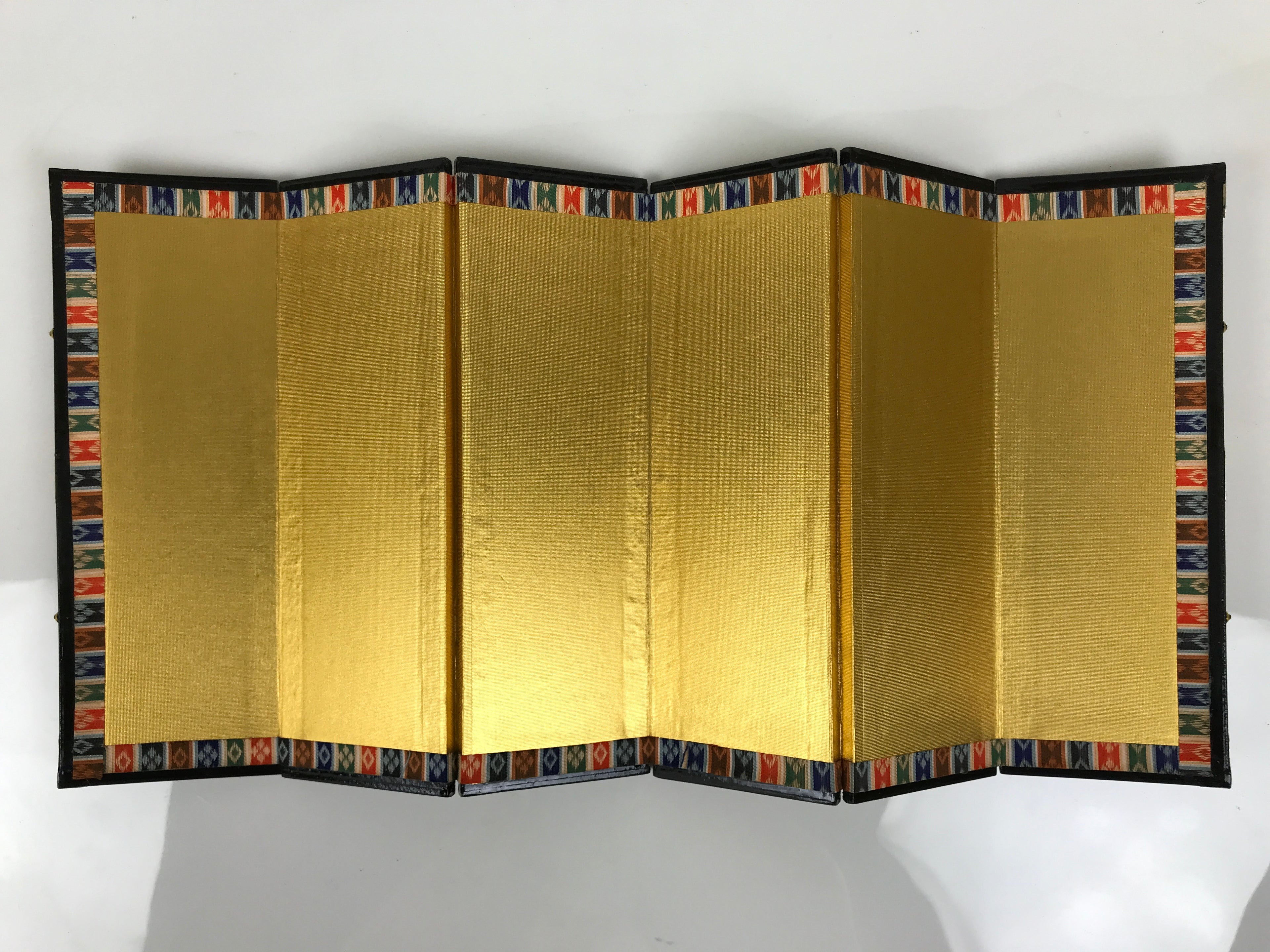 Japanese Gold Hina Doll Folding Screen Byobu Panel Display Vtg Furniture ID710-FB - Hina Doll Furniture-chidorivintage.com