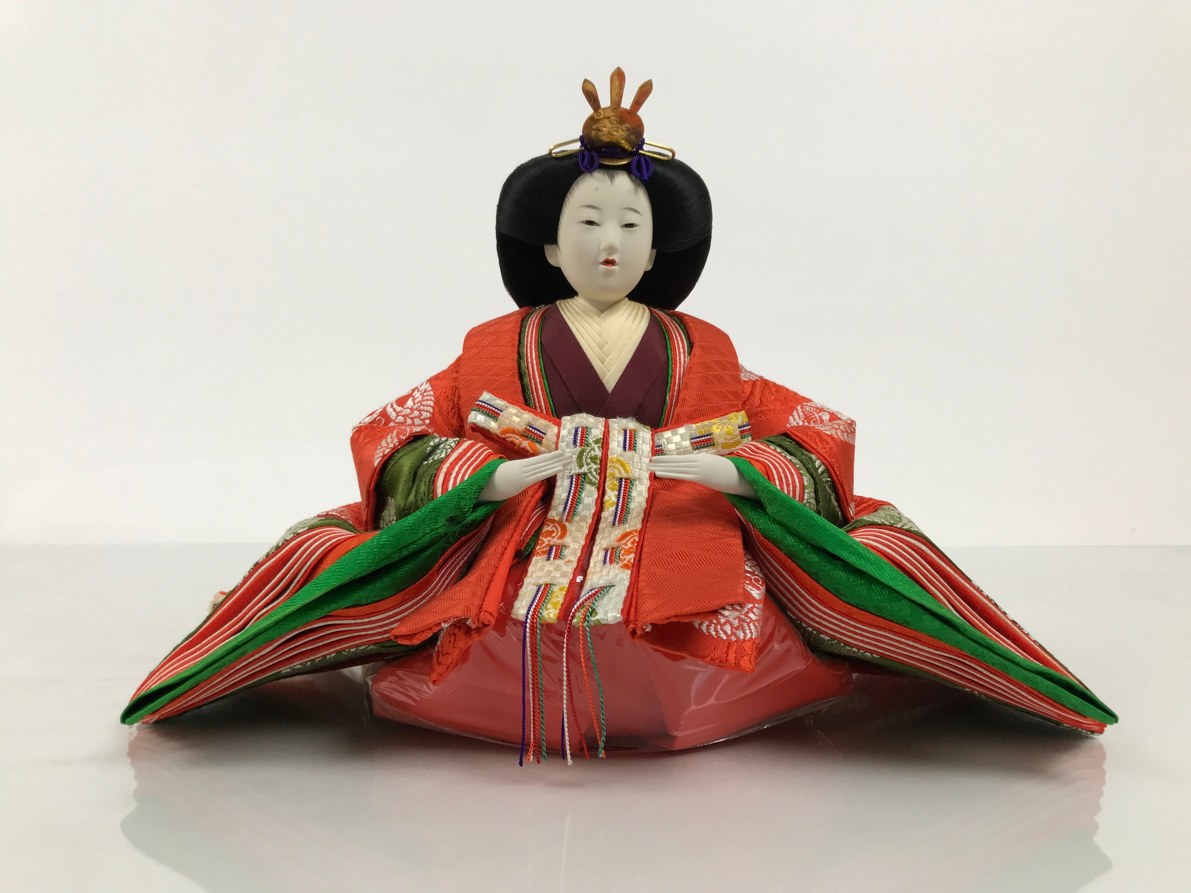 Japanese Princess Hina Ningyo Doll Girls' Day Ohina Matsuri Orange Silk ID700-AD - Doll-chidorivintage.com
