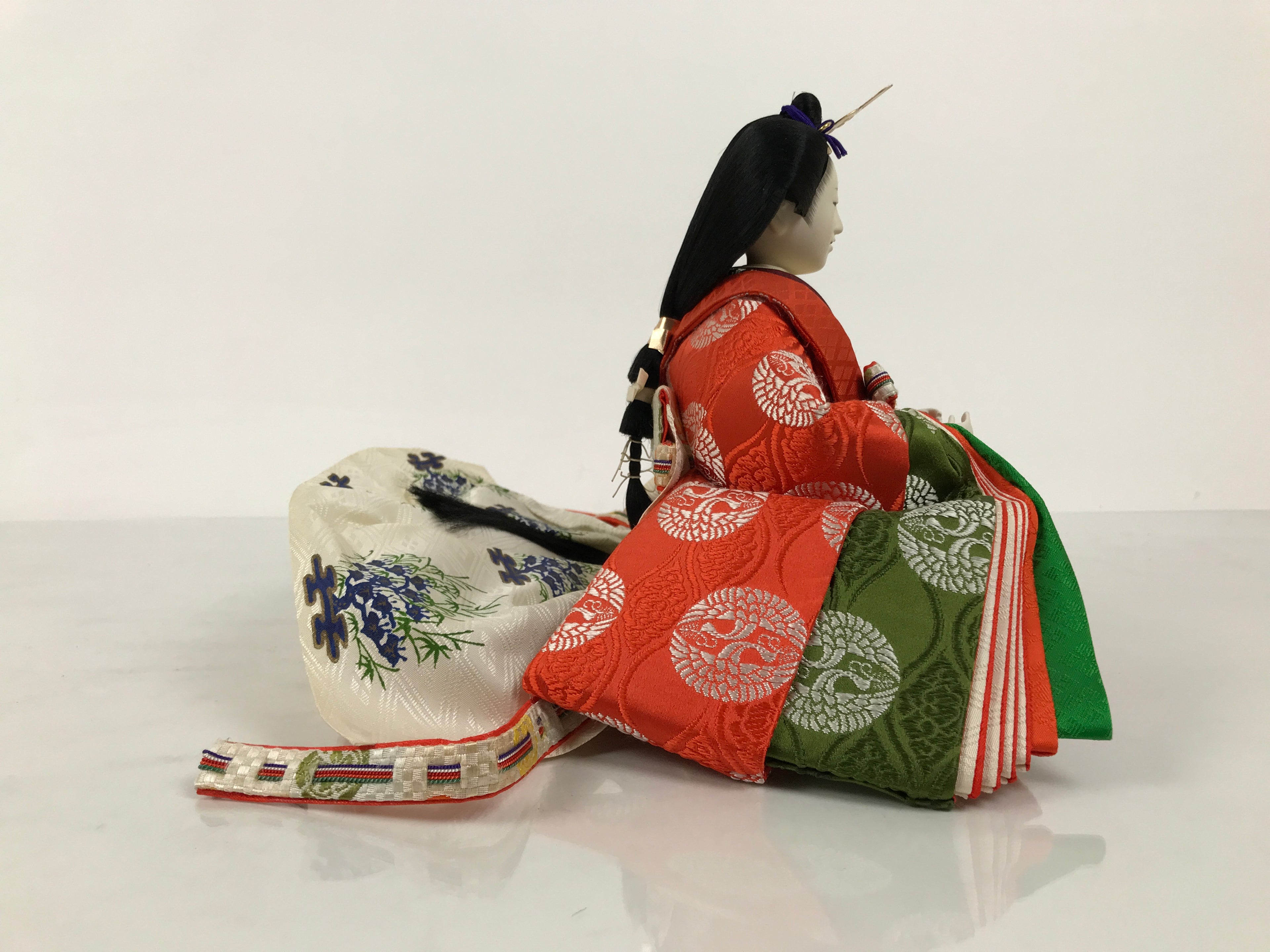 Japanese Princess Hina Ningyo Doll Girls' Day Ohina Matsuri Orange Silk ID700-AD - Doll-chidorivintage.com