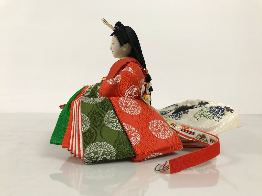 Japanese Princess Hina Ningyo Doll Girls' Day Ohina Matsuri Orange Silk ID700-AD - Doll-chidorivintage.com
