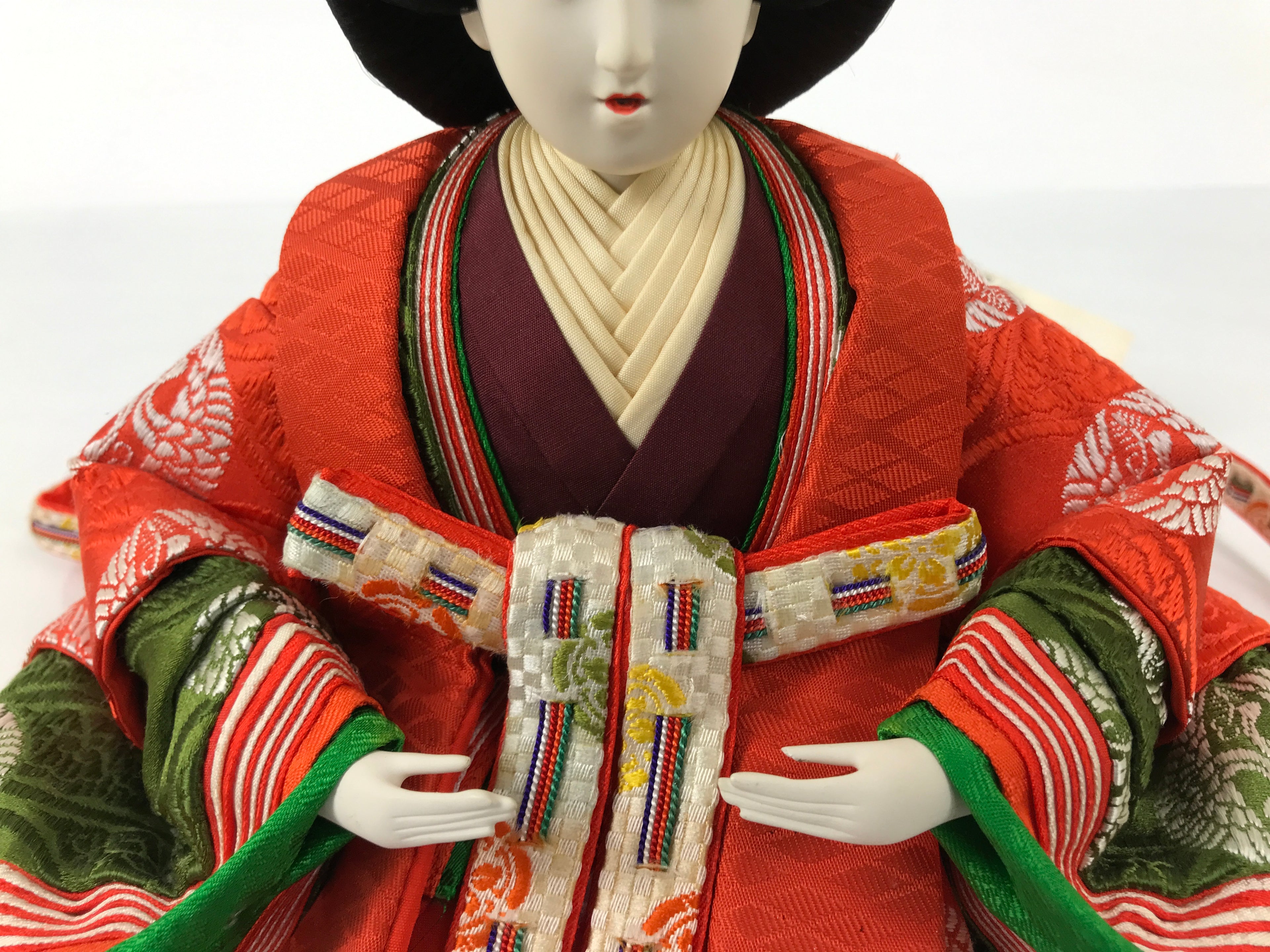 Japanese Princess Hina Ningyo Doll Girls' Day Ohina Matsuri Orange Silk ID700-AD - Doll-chidorivintage.com