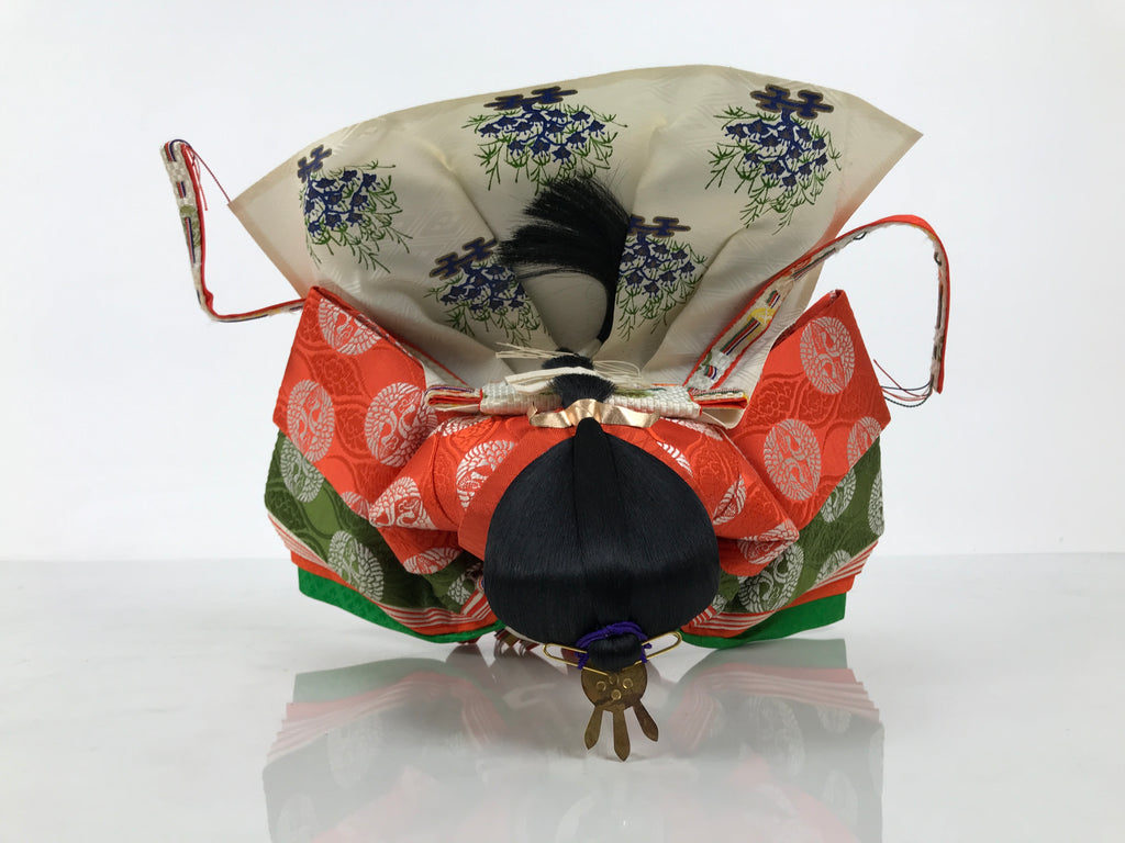 Japanese Princess Hina Ningyo Doll Girls' Day Ohina Matsuri Orange Silk ID700-AD - Doll-chidorivintage.com