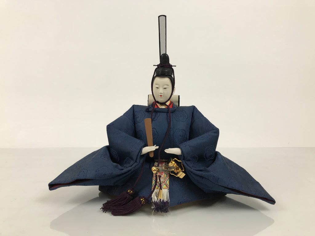 Japanese Prince Hina Ningyo Doll Girls' Day Ohinasama Matsuri Blue Silk ID699-AD - Doll-chidorivintage.com