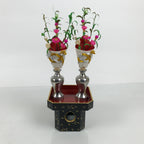 Japanese Lacquer Wood Sanpo Hina Doll Furniture Vtg Flower Vases Black Red ID718-FB - Hina Doll Furniture-chidorivintage.com