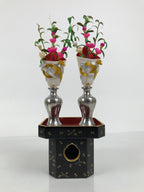 Japanese Lacquer Wood Sanpo Hina Doll Furniture Vtg Flower Vases Black Red ID718-FB - Hina Doll Furniture-chidorivintage.com