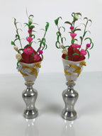 Japanese Lacquer Wood Sanpo Hina Doll Furniture Vtg Flower Vases Black Red ID718-FB - Hina Doll Furniture-chidorivintage.com