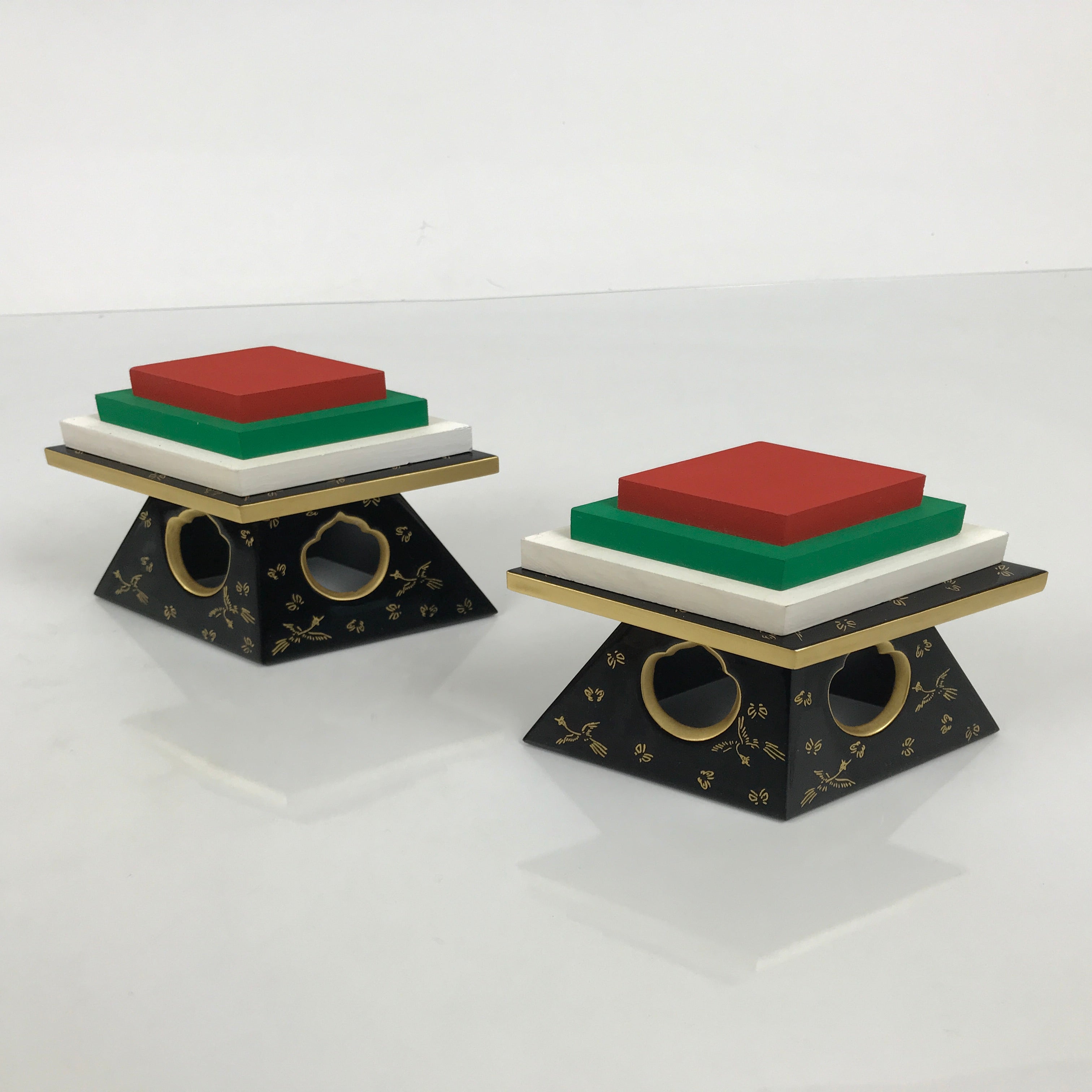 Japanese Lacquer Wood Hishidai Mochi Rice Cake Stands Hina Doll Furniture ID717-FB - Hina Doll Furniture-chidorivintage.com