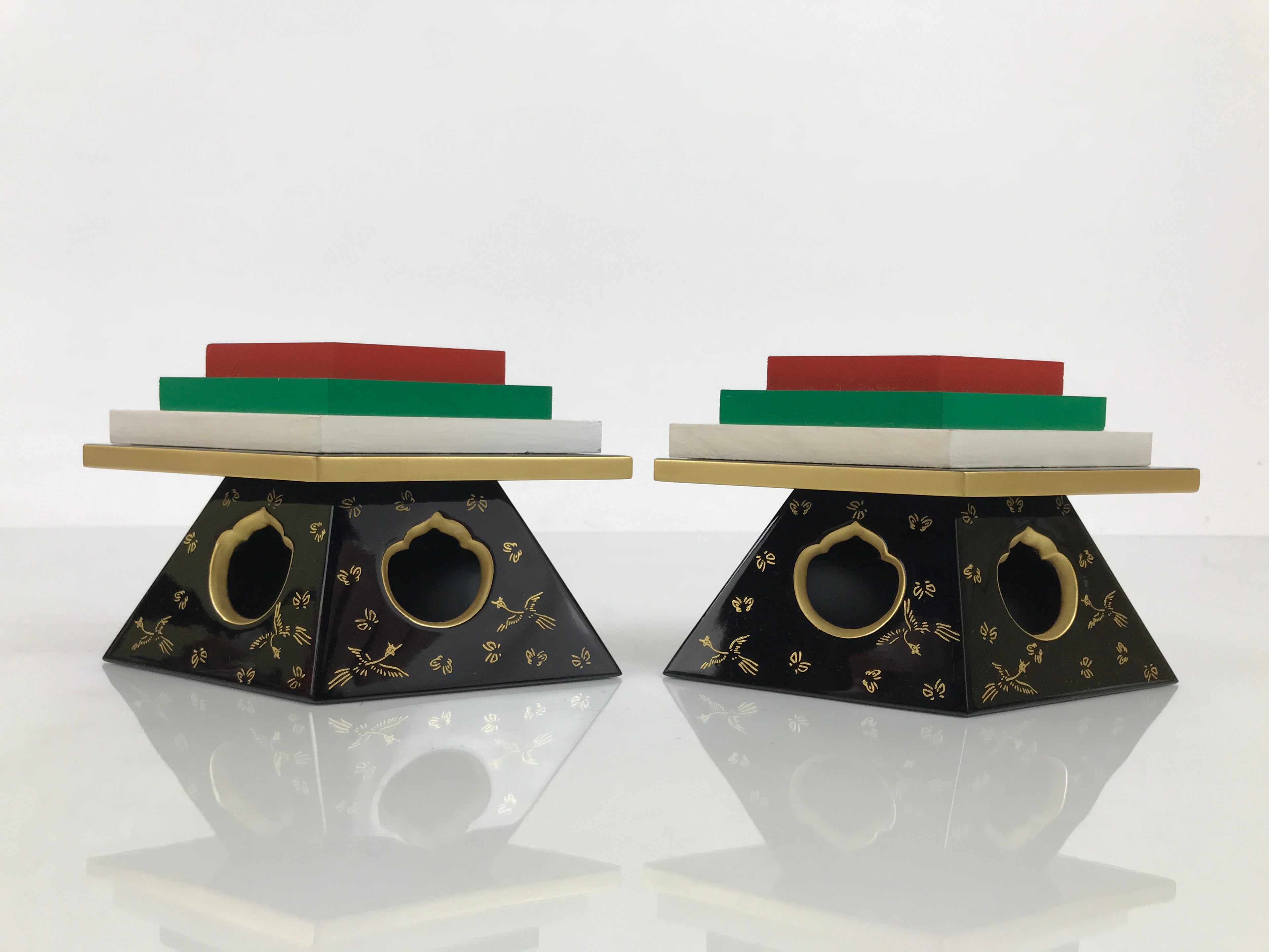 Japanese Lacquer Wood Hishidai Mochi Rice Cake Stands Hina Doll Furniture ID717-FB - Hina Doll Furniture-chidorivintage.com