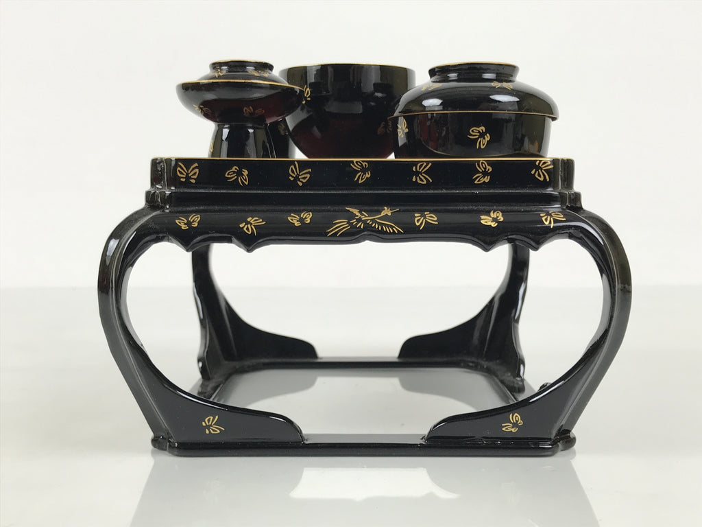 Japanese Lacquer Wood Ozen Tray Meal Set Hina Doll Furniture Vtg Black Red ID719-FB - Hina Doll Furniture-chidorivintage.com