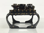 Japanese Lacquer Wood Ozen Tray Meal Set Hina Doll Furniture Vtg Black Red ID719-FB - Hina Doll Furniture-chidorivintage.com