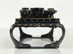 Japanese Lacquer Wood Ozen Tray Meal Set Hina Doll Furniture Vtg Black Red ID719-FB - Hina Doll Furniture-chidorivintage.com