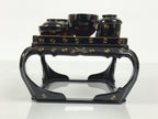 Japanese Lacquer Wood Ozen Tray Meal Set Hina Doll Furniture Vtg Black Red ID719-FB - Hina Doll Furniture-chidorivintage.com