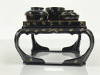 Japanese Lacquer Wood Ozen Tray Meal Set Hina Doll Furniture Vtg Black Red ID719-FB - Hina Doll Furniture-chidorivintage.com