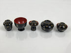 Japanese Lacquer Wood Ozen Tray Meal Set Hina Doll Furniture Vtg Black Red ID719-FB - Hina Doll Furniture-chidorivintage.com