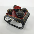 Japanese Lacquer Wood Ozen Tray Meal Set Hina Doll Furniture Vtg Black Red ID720-FB - Hina Doll Furniture-chidorivintage.com