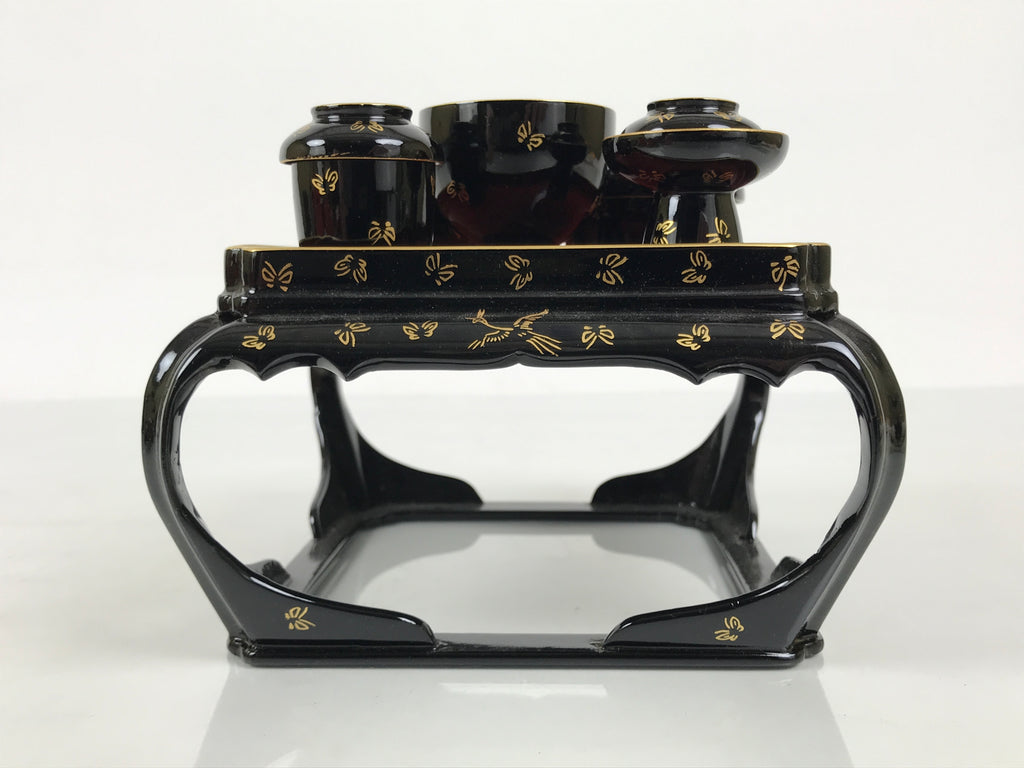 Japanese Lacquer Wood Ozen Tray Meal Set Hina Doll Furniture Vtg Black Red ID720-FB - Hina Doll Furniture-chidorivintage.com