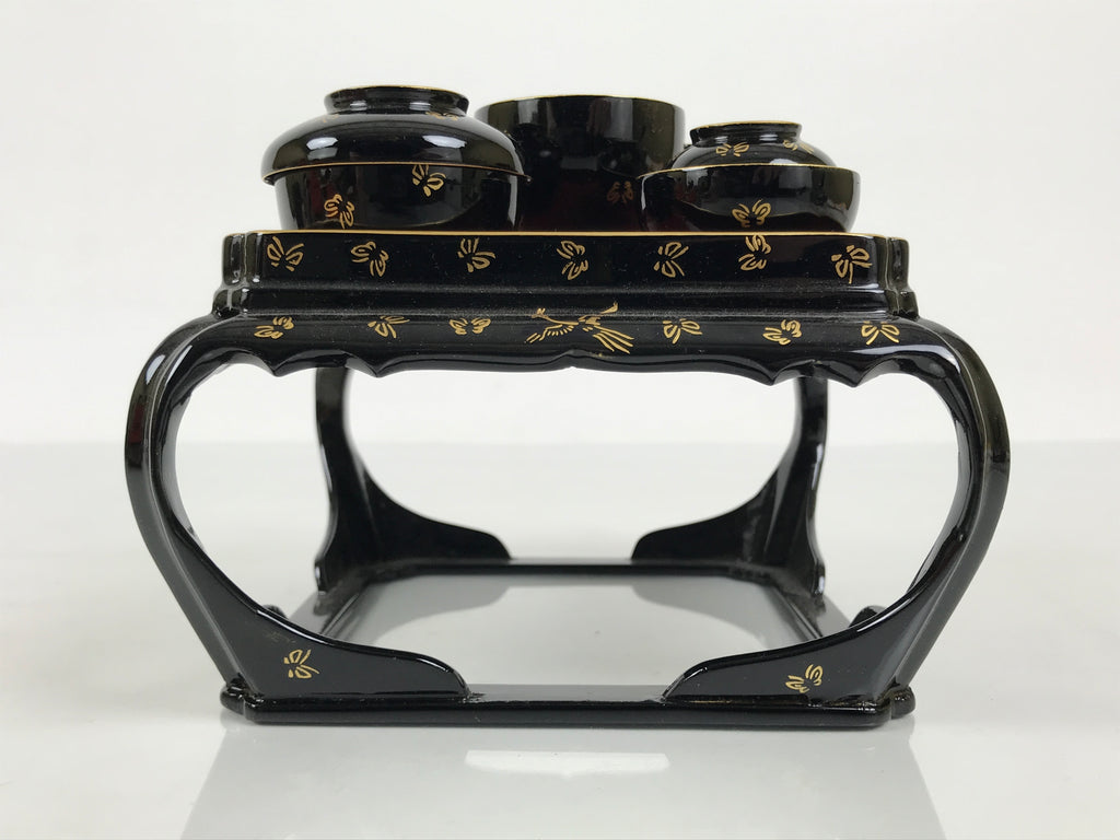 Japanese Lacquer Wood Ozen Tray Meal Set Hina Doll Furniture Vtg Black Red ID720-FB - Hina Doll Furniture-chidorivintage.com