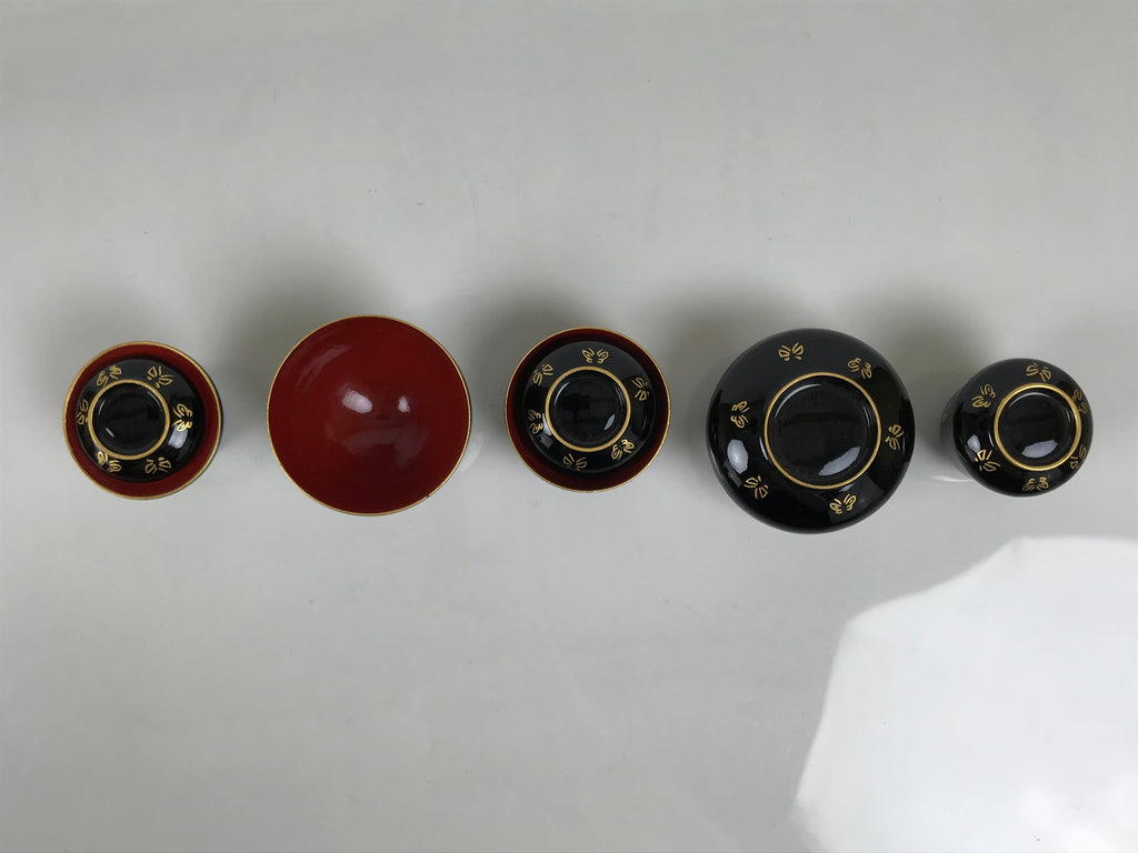 Japanese Lacquer Wood Ozen Tray Meal Set Hina Doll Furniture Vtg Black Red ID720-FB - Hina Doll Furniture-chidorivintage.com