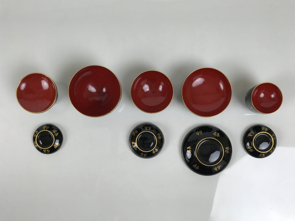 Japanese Lacquer Wood Ozen Tray Meal Set Hina Doll Furniture Vtg Black Red ID720-FB - Hina Doll Furniture-chidorivintage.com