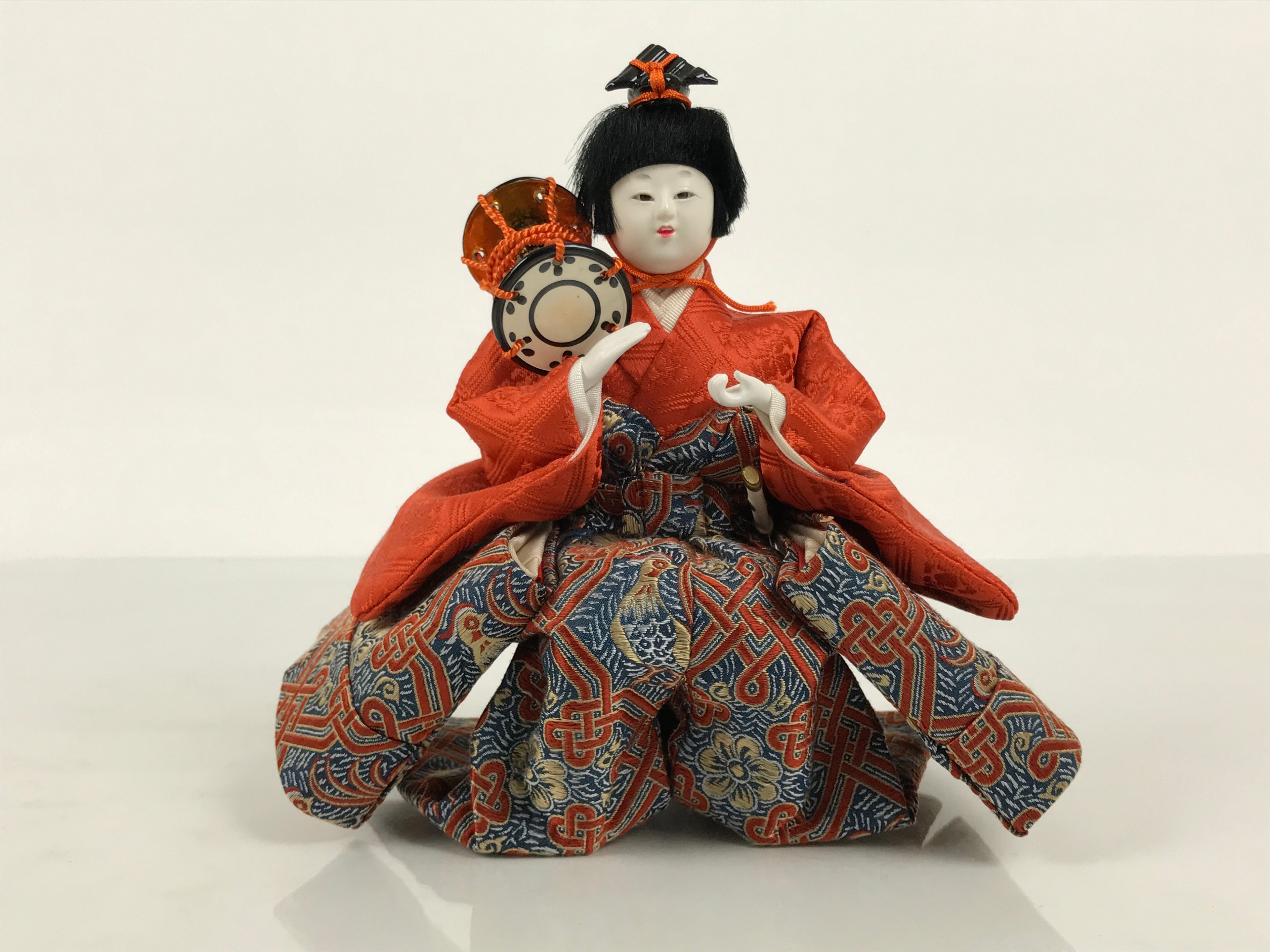 Japanese Goninbayashi Court Musician Hina Ningyo Doll Vtg Girls' Day Drum ID711-AD - Doll-chidorivintage.com
