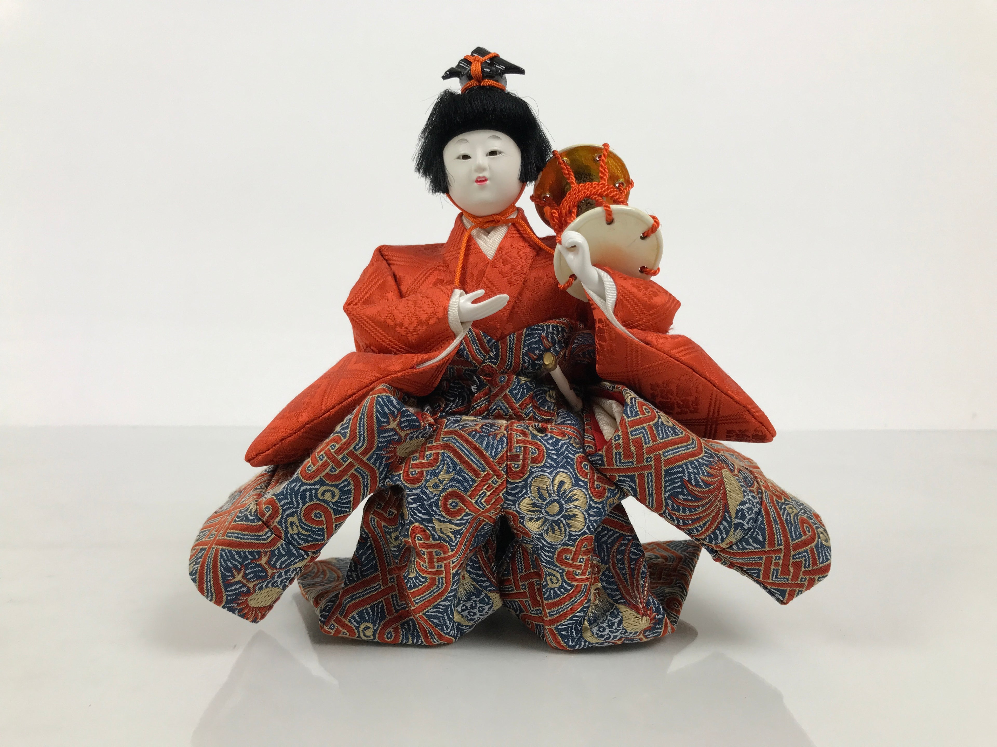Japanese Goninbayashi Court Musician Hina Ningyo Doll Vtg Girls' Day Drum ID712-AD - Doll-chidorivintage.com