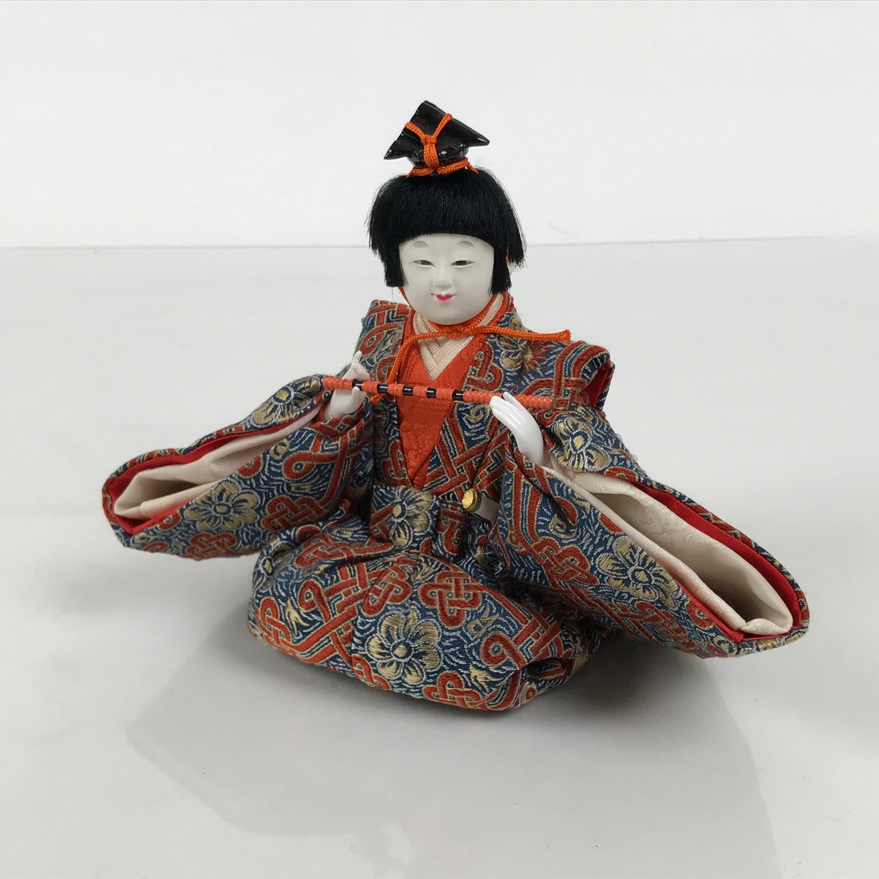 Japanese Goninbayashi Court Musician Hina Ningyo Doll Vtg Girls' Day Flute ID714-AD - Doll-chidorivintage.com