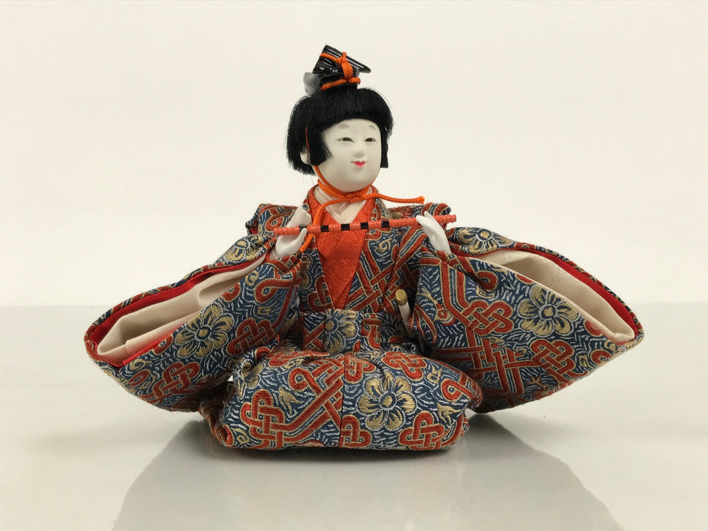 Japanese Goninbayashi Court Musician Hina Ningyo Doll Vtg Girls' Day Flute ID714-AD - Doll-chidorivintage.com