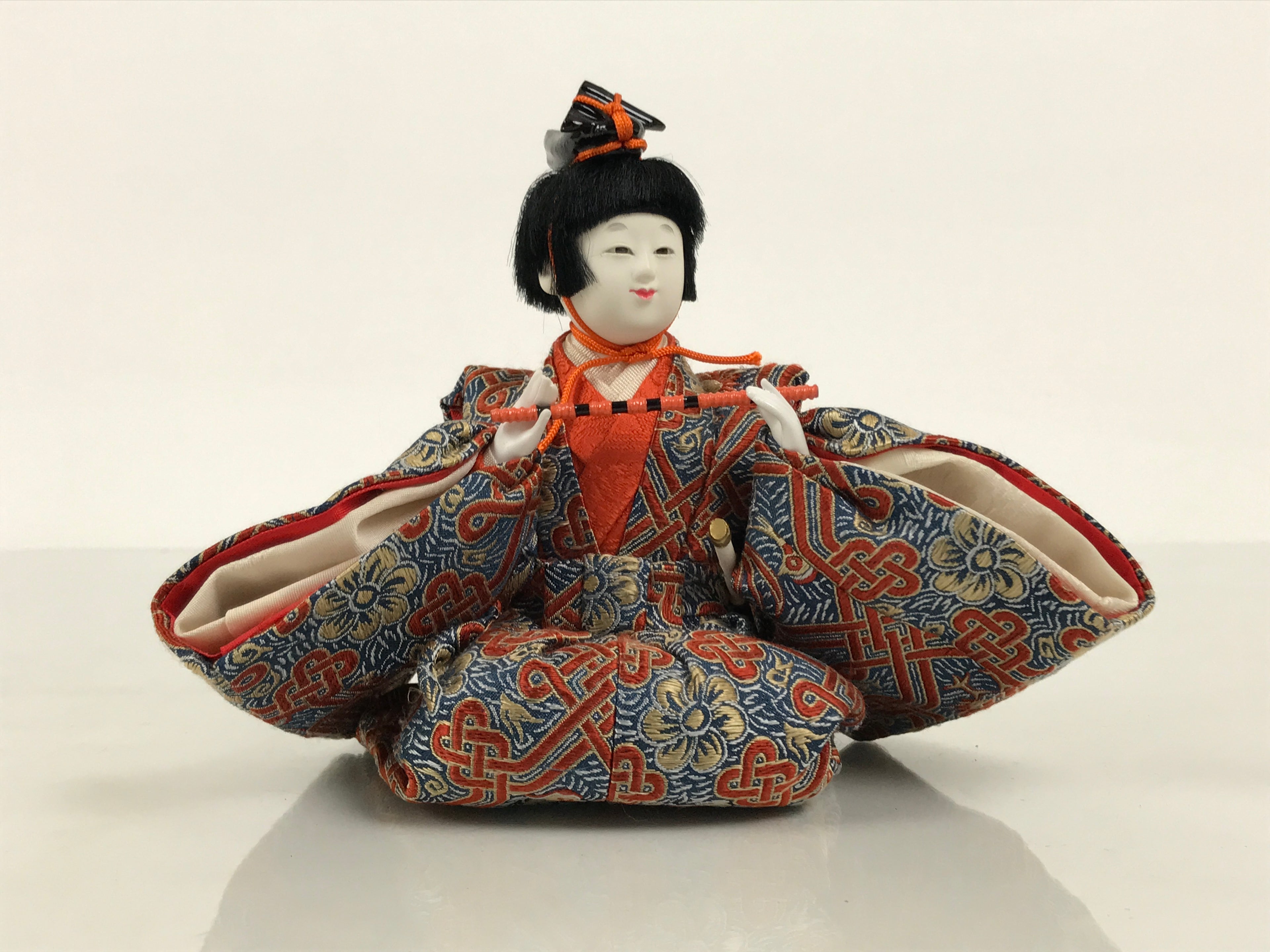 Japanese Goninbayashi Court Musician Hina Ningyo Doll Vtg Girls' Day Flute ID714-AD - Doll-chidorivintage.com