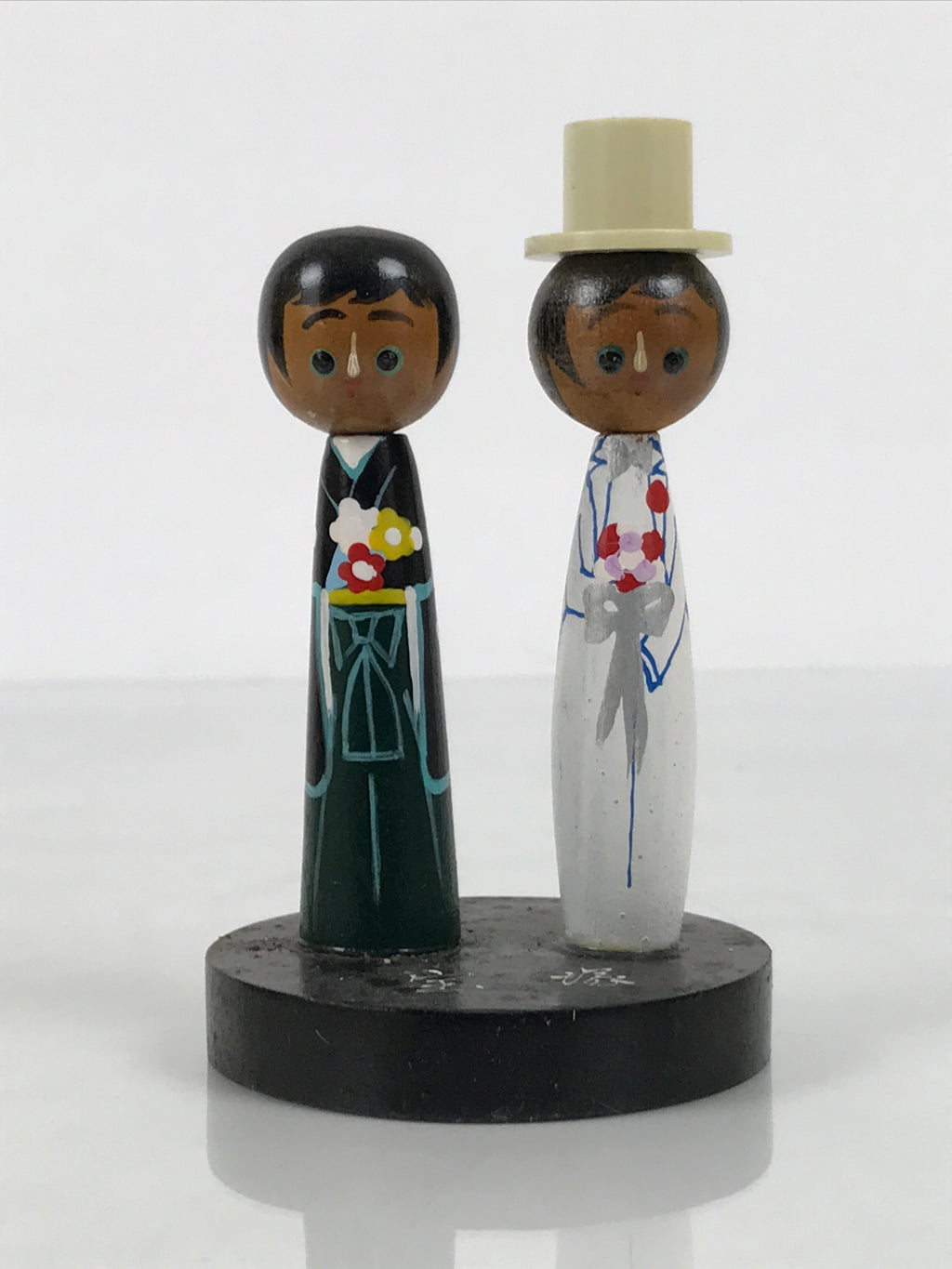 Japanese Wood Kokeshi Doll Actor Vtg Takarazuka Pair Souvenir Black White KF851-AD - Kokeshi-chidorivintage.com
