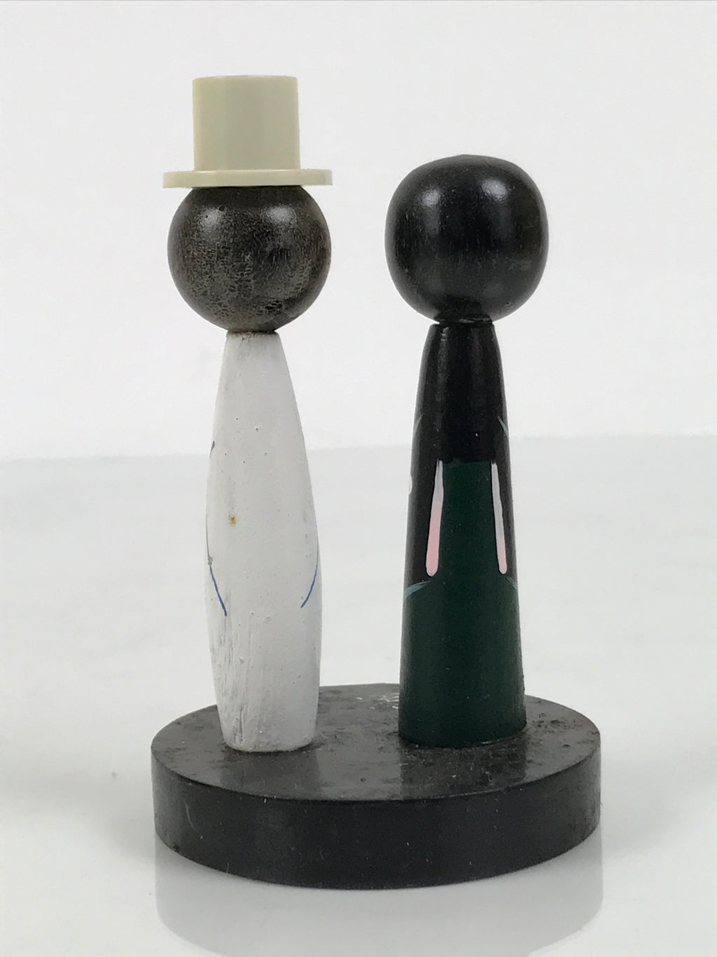 Japanese Wood Kokeshi Doll Actor Vtg Takarazuka Pair Souvenir Black White KF851-AD - Kokeshi-chidorivintage.com