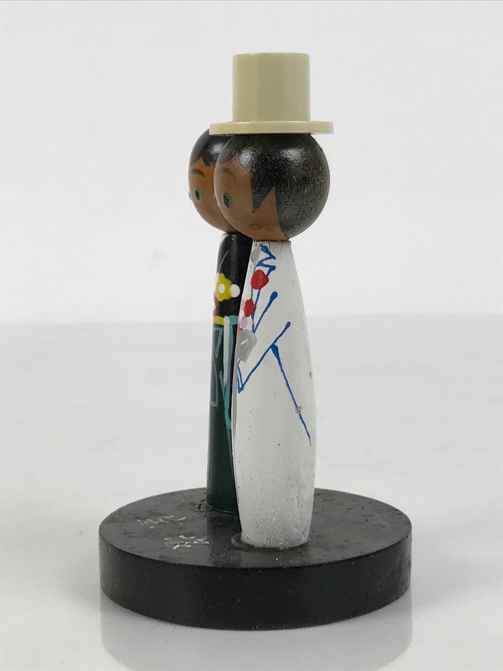 Japanese Wood Kokeshi Doll Actor Vtg Takarazuka Pair Souvenir Black White KF851-AD - Kokeshi-chidorivintage.com