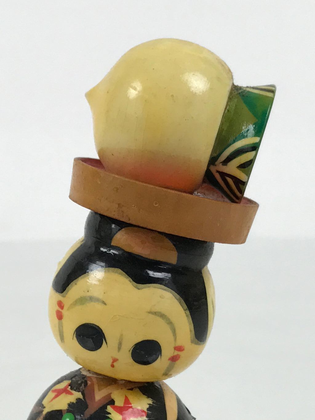 Japanese Wooden Kokeshi Doll Figurine Vtg Wobbly Head Sakurajima Radish KF853-AD - Kokeshi-chidorivintage.com