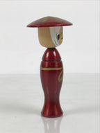 Japanese Wooden Kokeshi Doll Vtg Woman Traditional Craft Red Kimono Hat KF854-AD - Kokeshi-chidorivintage.com