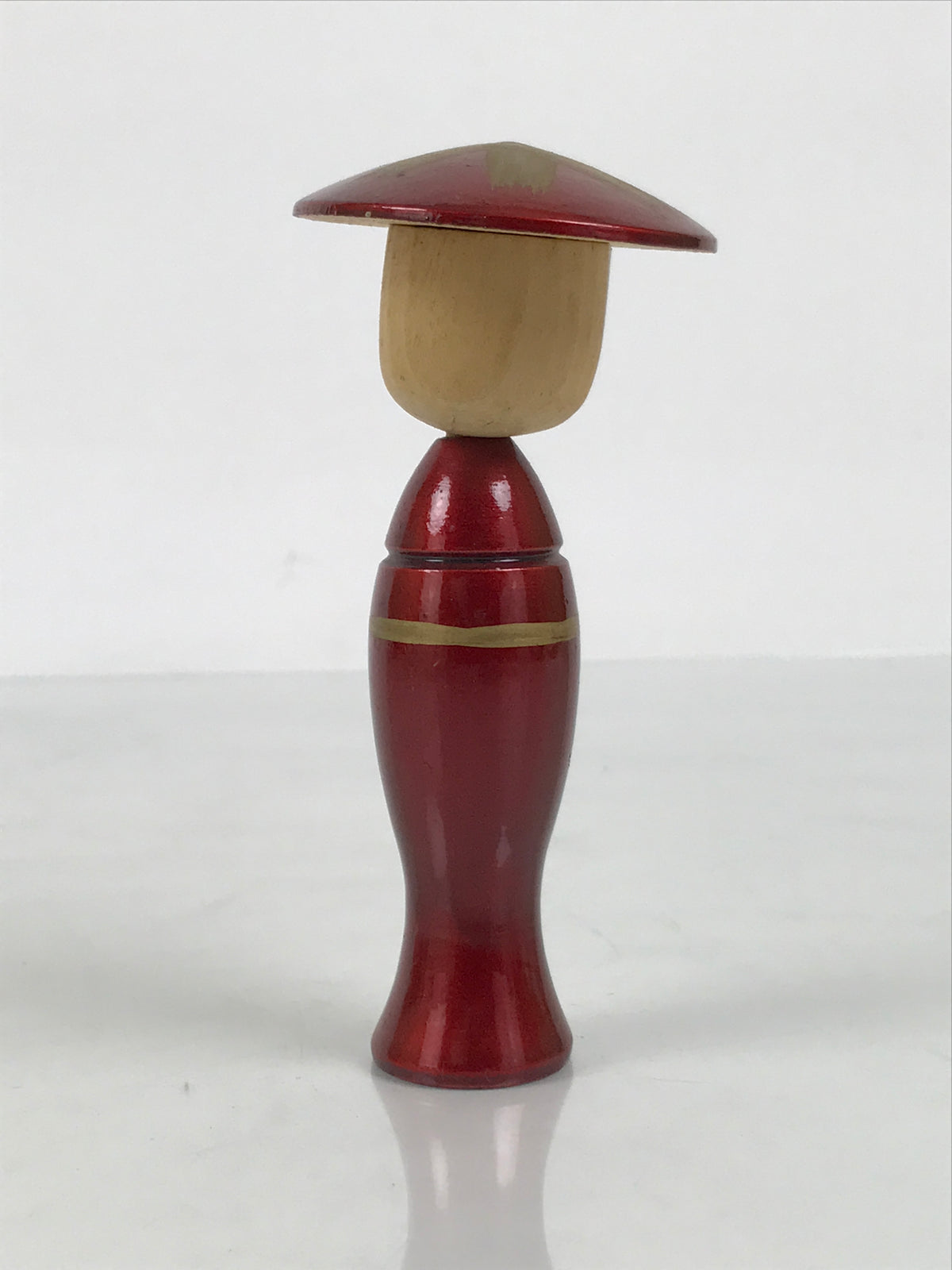 Japanese Wooden Kokeshi Doll Vtg Woman Traditional Craft Red Kimono Hat KF854-AD - Kokeshi-chidorivintage.com