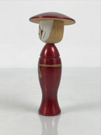Japanese Wooden Kokeshi Doll Vtg Woman Traditional Craft Red Kimono Hat KF854-AD - Kokeshi-chidorivintage.com