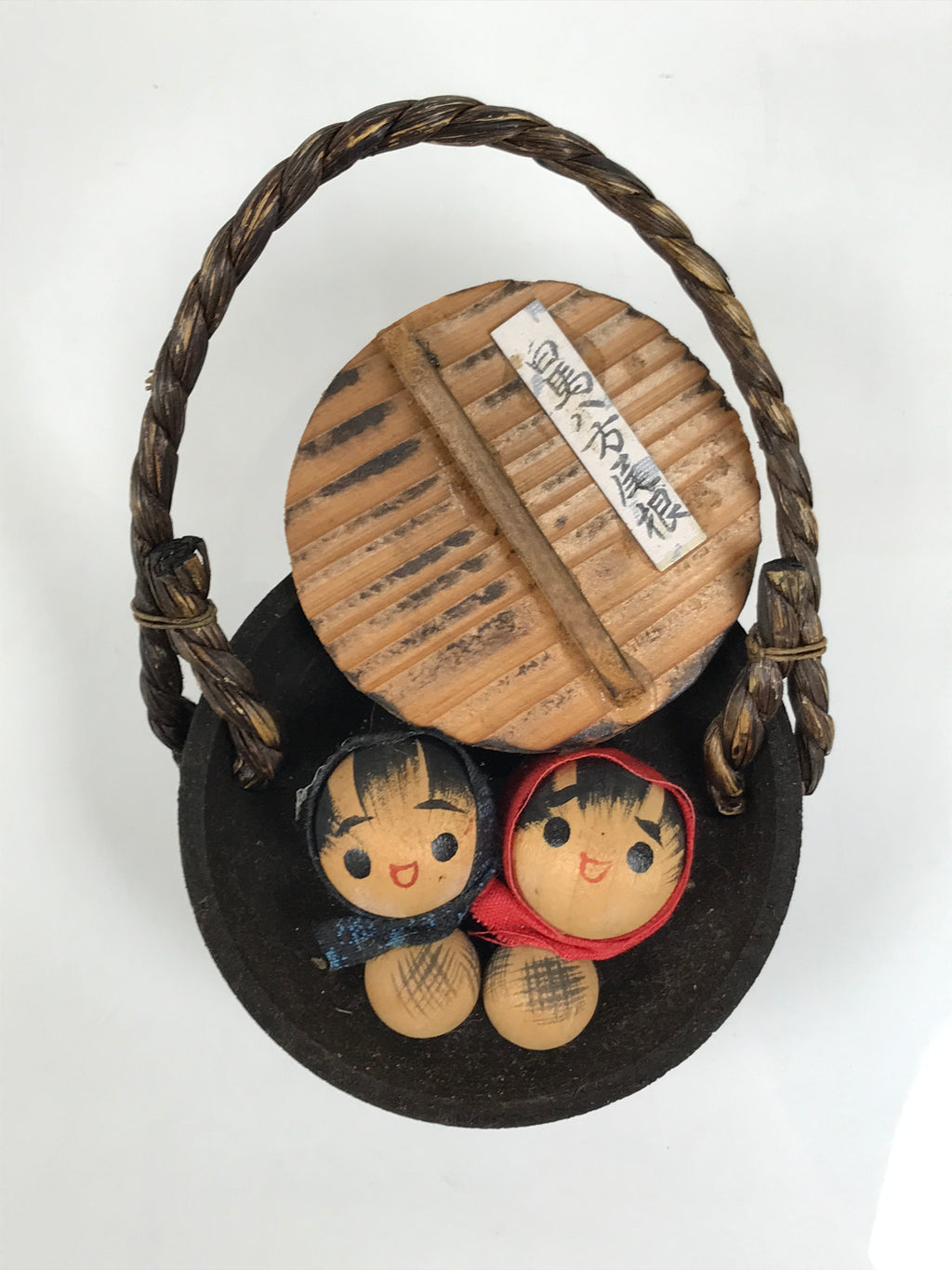 Japanese Wood Kokeshi Doll Vtg Hakuba Souvenir Kids Hanging Pot Brown KF855-AD - Kokeshi-chidorivintage.com