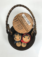 Japanese Wood Kokeshi Doll Vtg Hakuba Souvenir Kids Hanging Pot Brown KF855-AD - Kokeshi-chidorivintage.com