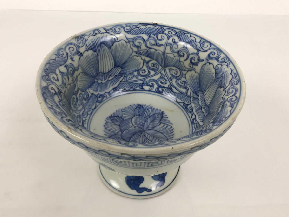 Antique Japanese Porcelain Haisen Sake Cup Washing Basin Sometsuke Meiji Y630-KT - Sake Cup-chidorivintage.com