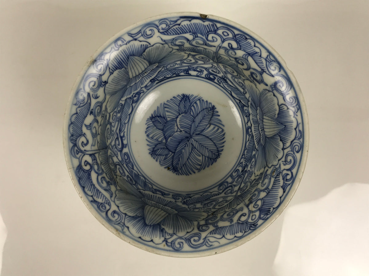 Antique Japanese Porcelain Haisen Sake Cup Washing Basin Sometsuke Meiji Y630-KT - Sake Cup-chidorivintage.com