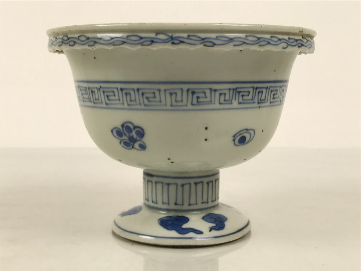Antique Japanese Porcelain Haisen Sake Cup Washing Basin Sometsuke Meiji Y630-KT - Sake Cup-chidorivintage.com