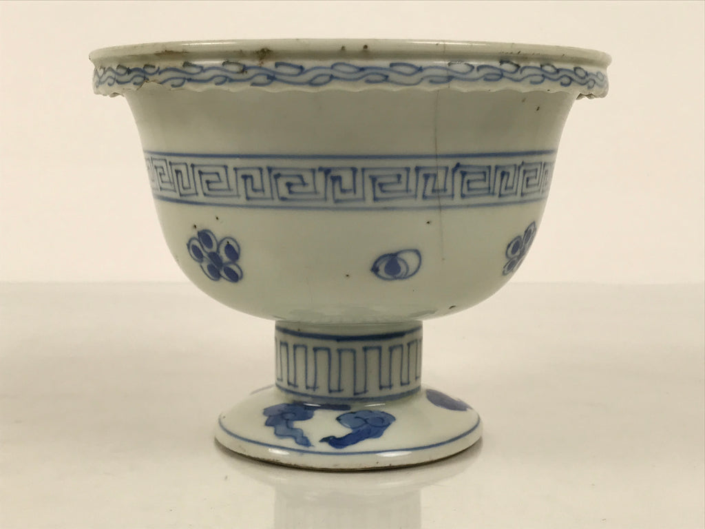 Antique Japanese Porcelain Haisen Sake Cup Washing Basin Sometsuke Meiji Y630-KT - Sake Cup-chidorivintage.com