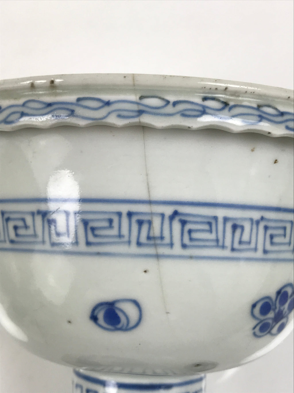 Antique Japanese Porcelain Haisen Sake Cup Washing Basin Sometsuke Meiji Y630-KT - Sake Cup-chidorivintage.com