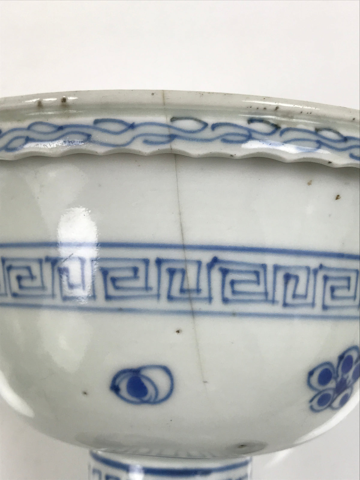 Antique Japanese Porcelain Haisen Sake Cup Washing Basin Sometsuke Meiji Y630-KT - Sake Cup-chidorivintage.com
