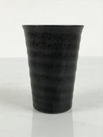 Japanese Ceramic Tall Sake Cup Vtg Pottery Guinomi Ochoko Textured Black TC627-KT - Sake Cup-chidorivintage.com
