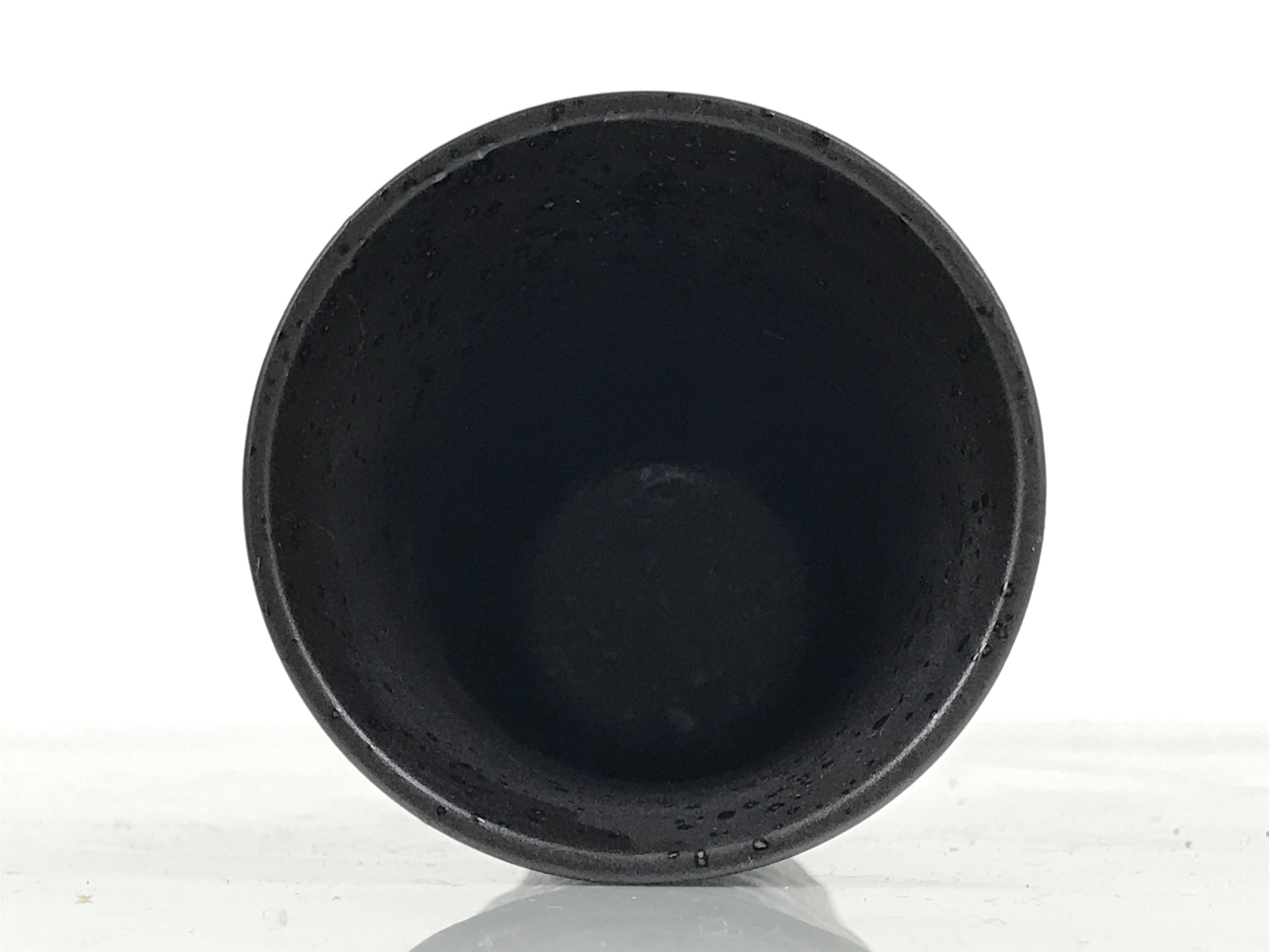 Japanese Ceramic Tall Sake Cup Vtg Pottery Guinomi Ochoko Textured Black TC627-KT - Sake Cup-chidorivintage.com
