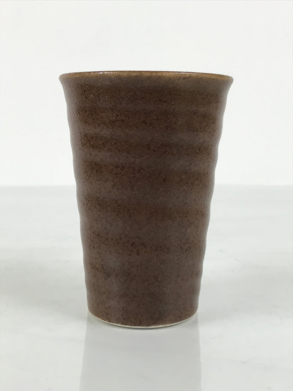 Japanese Ceramic Tall Sake Cup Vtg Pottery Guinomi Ochoko Textured Brown TC628-KT - Sake Cup-chidorivintage.com
