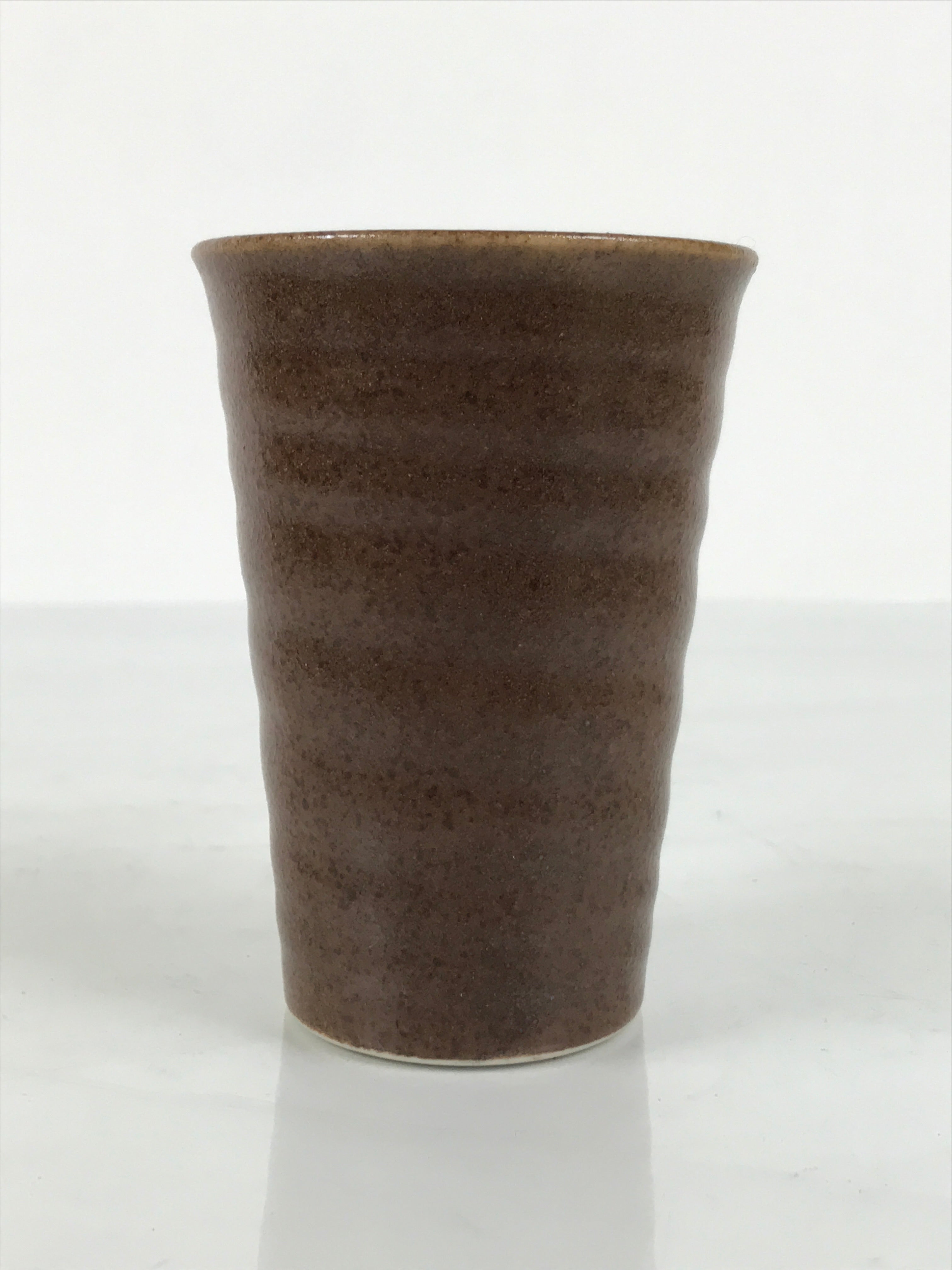 Japanese Ceramic Tall Sake Cup Vtg Pottery Guinomi Ochoko Textured Brown TC628-KT - Sake Cup-chidorivintage.com